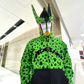 Dragon Ball Z Perfect Cell Cosplay Hoodie – Anime - Inspired Green Zip - Up Sweatshirt - Seakoff