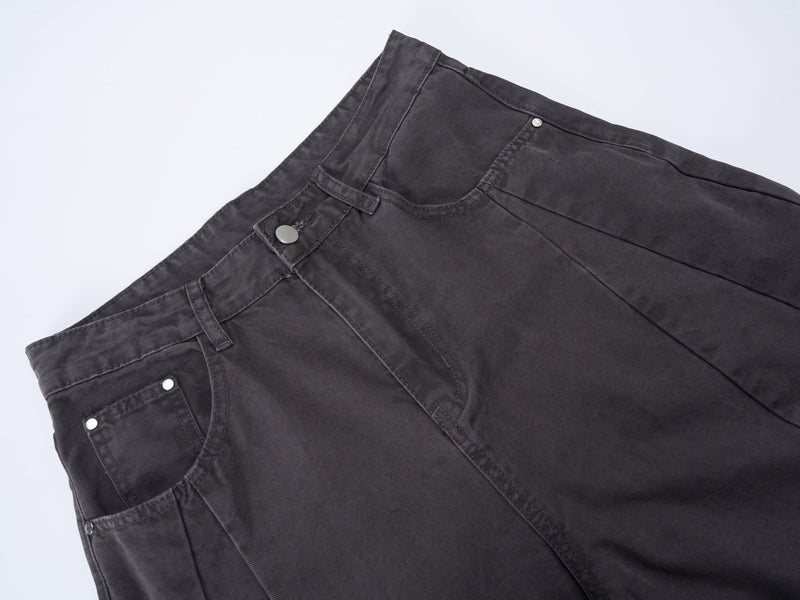 Structured Panel Barrel Wide-Leg Jeans | 100% Cotton