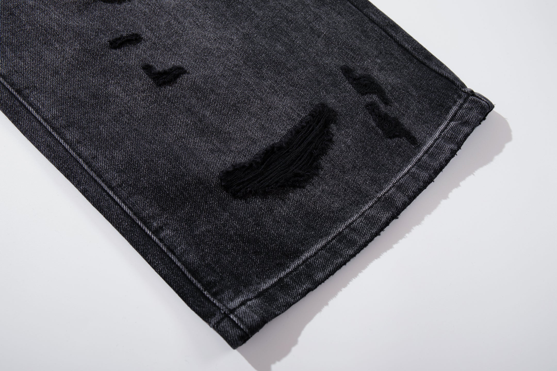Omirad Coated-Distress Wide-Leg Jeans | Deep Charcoal Denim