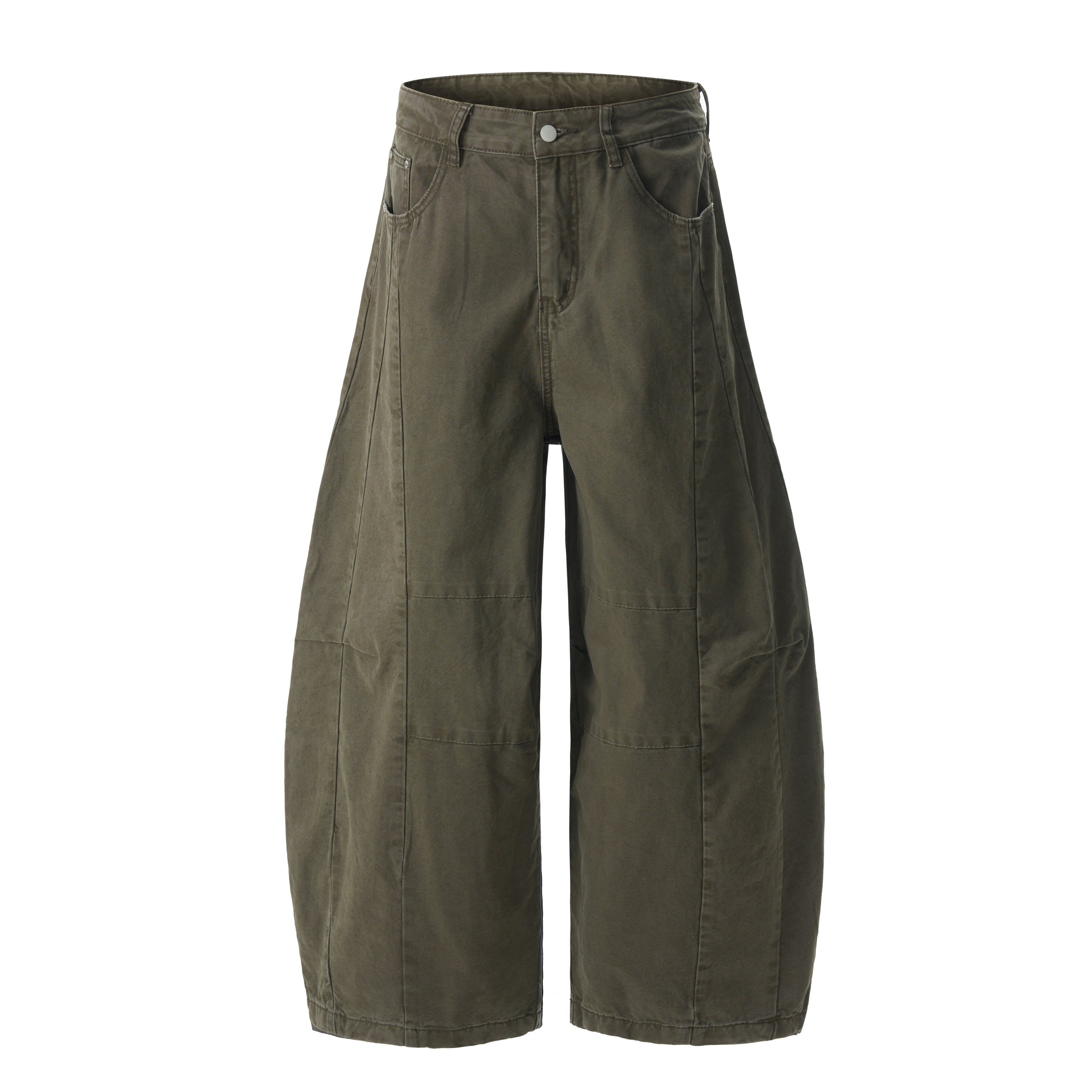 Structured Panel Barrel Wide-Leg Jeans | 100% Cotton