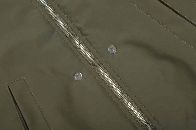 Detachable Faux Fur Scarf Bomber Jacket | Olive & Black