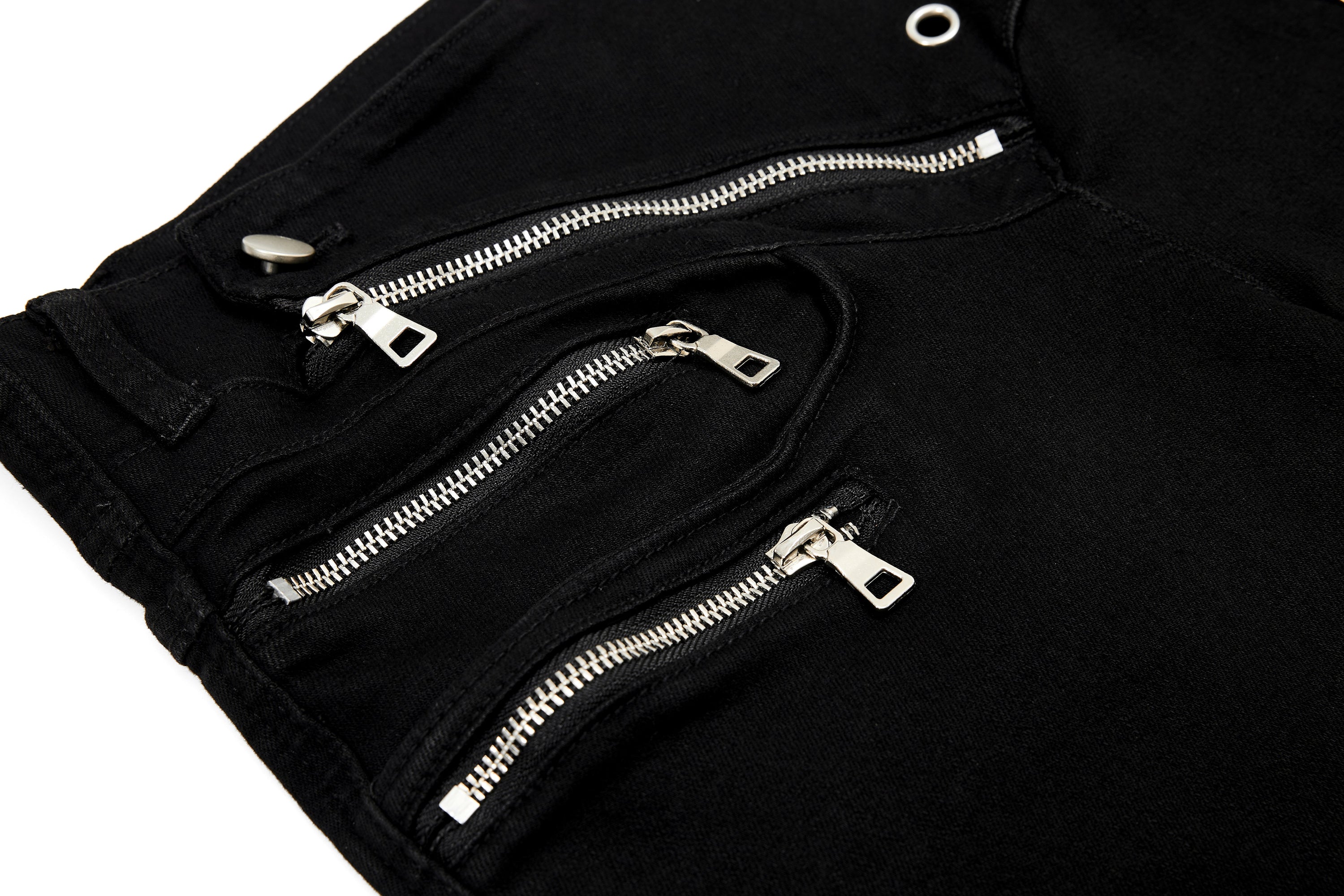 Asymmetrical Zipper Detail Wide-Leg Flared Pants | Black