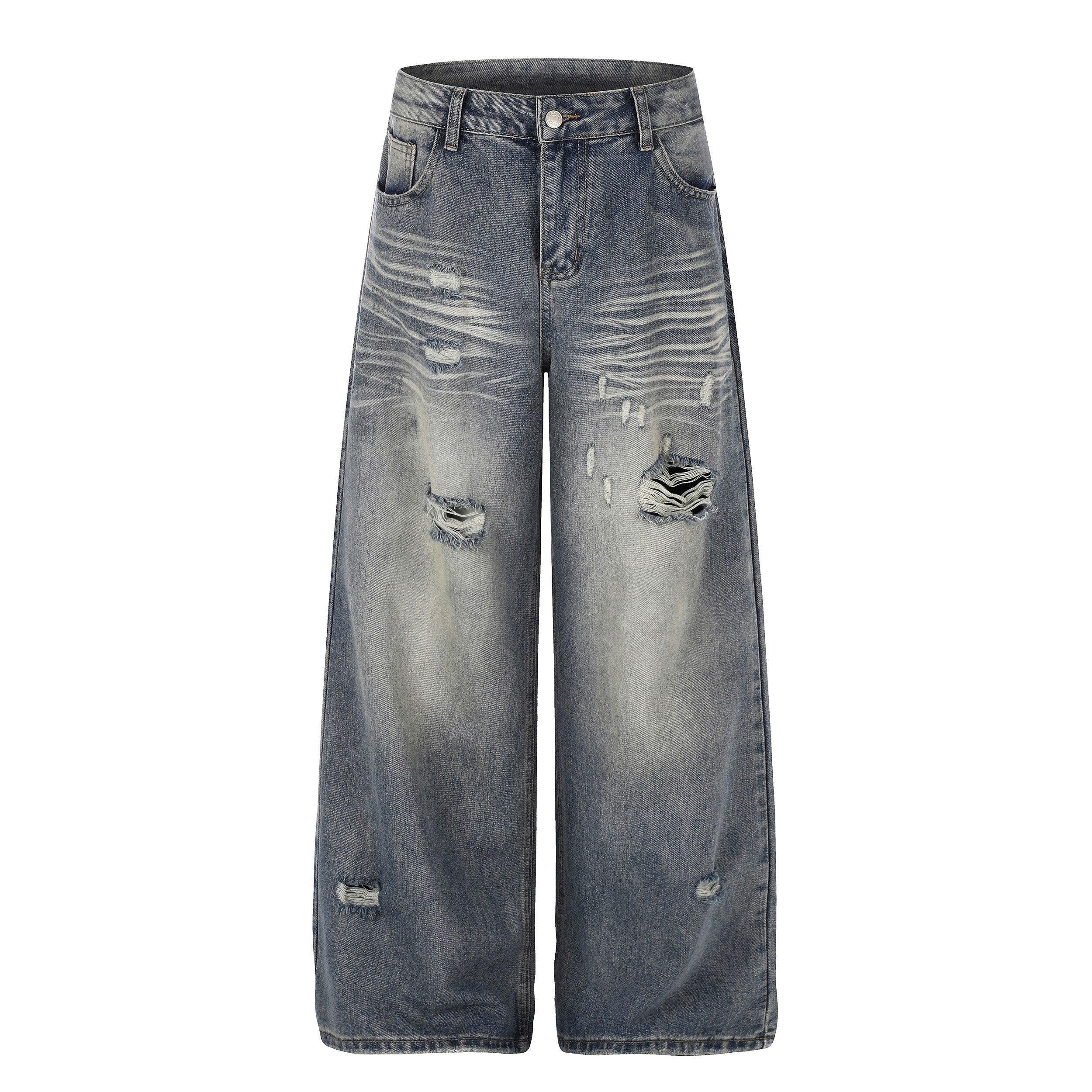 Omirad Distressed Wide-Leg Jeans | Y2K Vintage Washed Denim