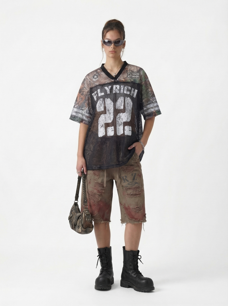 Omirad Fly Rich 22 Camo Mesh Jersey T-Shirt | Streetwear