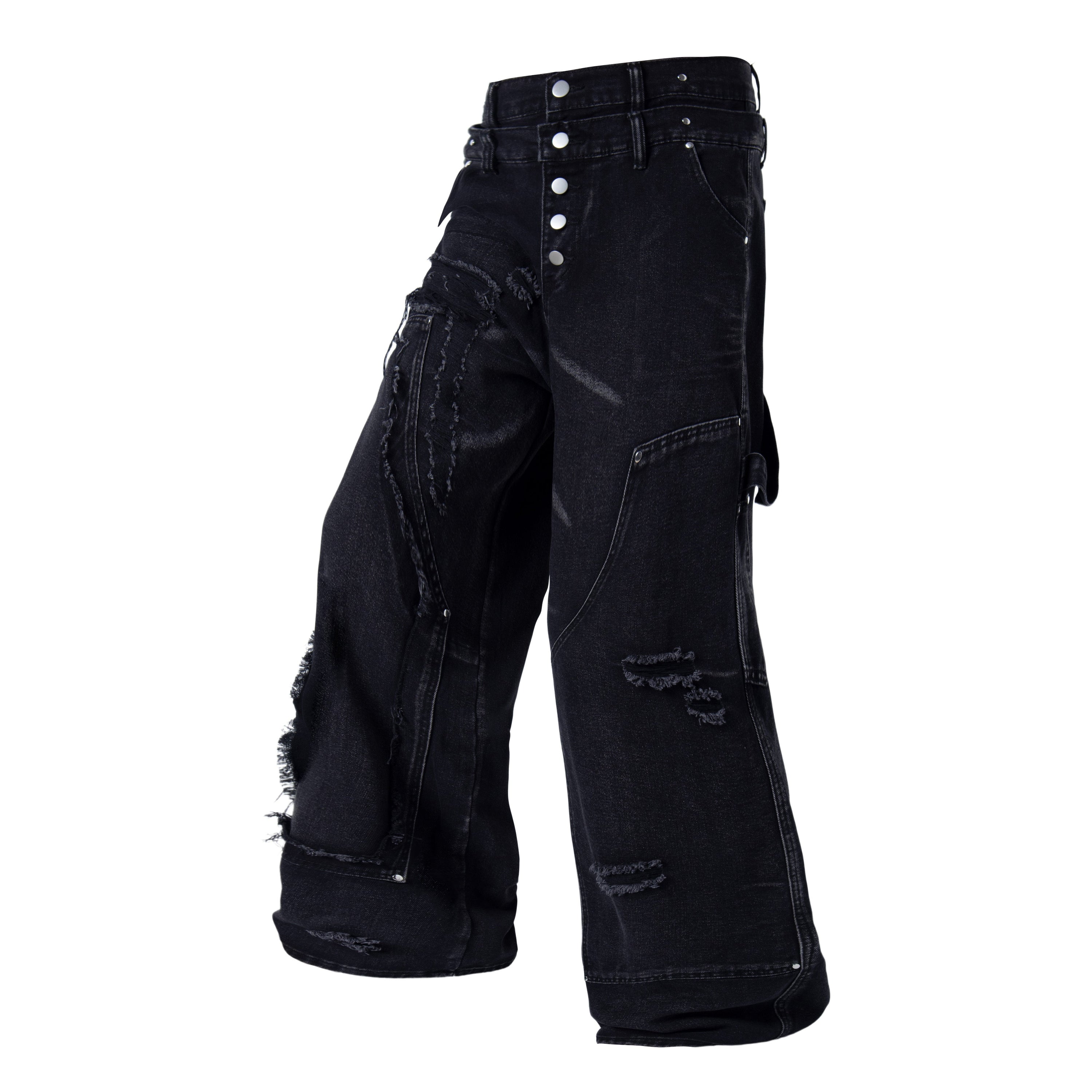 Omirad Distressed Panel Denim Pants | Streetwear Jeans