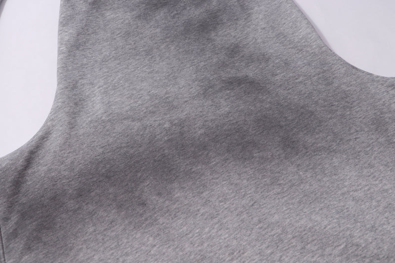 Close-up of heather gray hoodie fabric texture