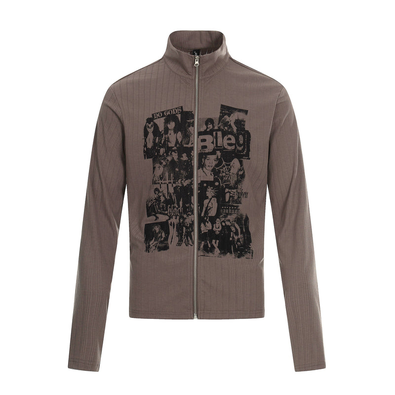 Omirad Graphic Zip Track Jacket | Punk Collage Print