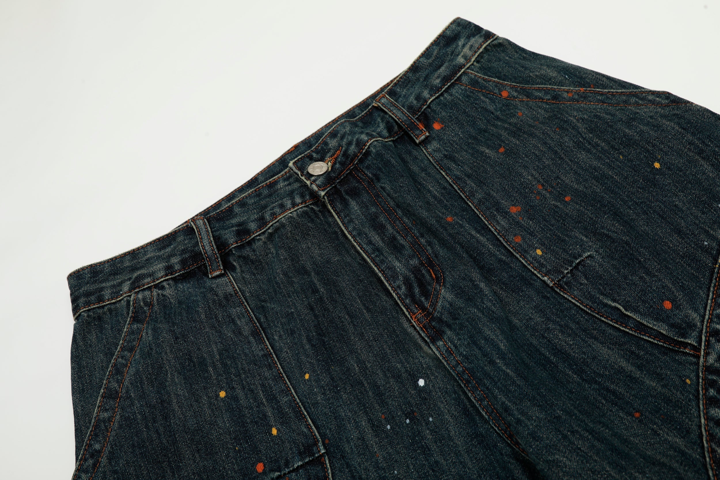 Paint-Splatter Patchwork Wide-Leg Jeans | Streetwear Denim