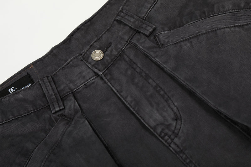 Heavy Cargo Pocket Wide-Leg Pants | Washed Cotton Streetwear