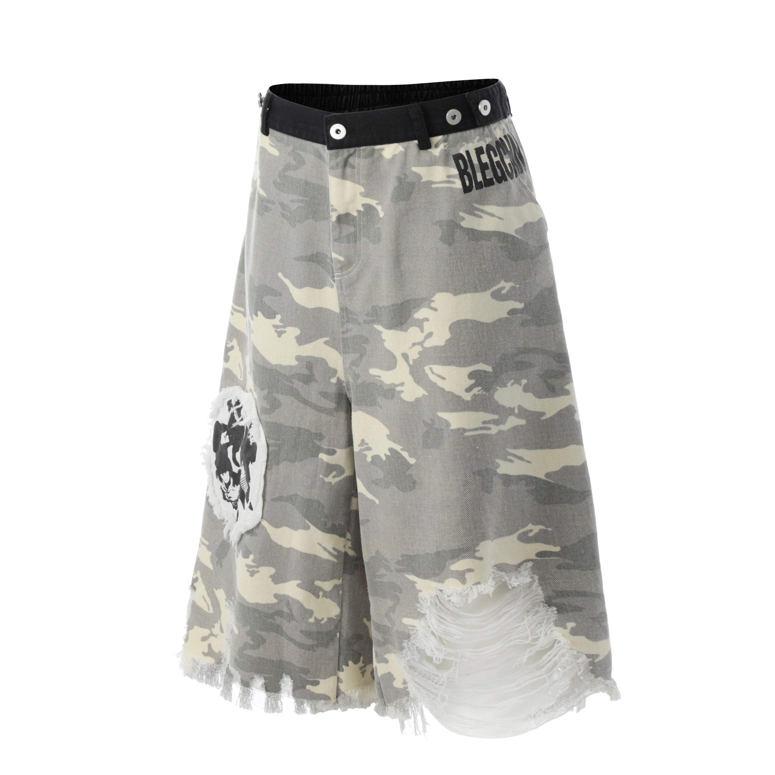 Omirad Camo Distressed Jorts | Wide-Leg Shorts
