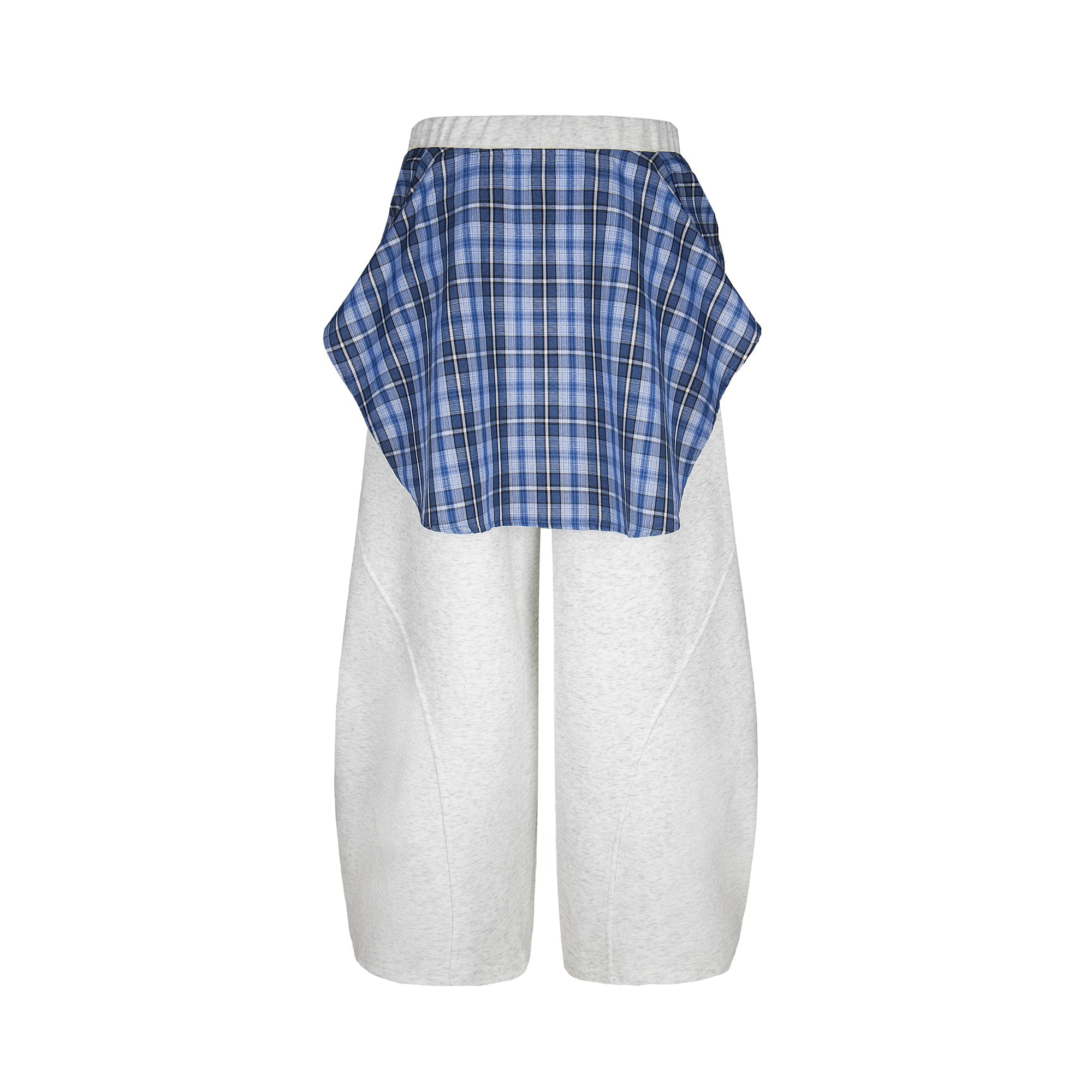 Plaid-Tied Wide-Leg Sweatpants with Chenille Patch | Makenochoice