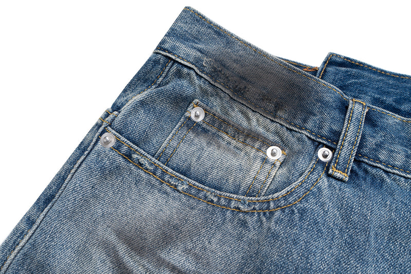 Omirad Distressed Fade Wide-Leg Denim Shorts | Streetwear
