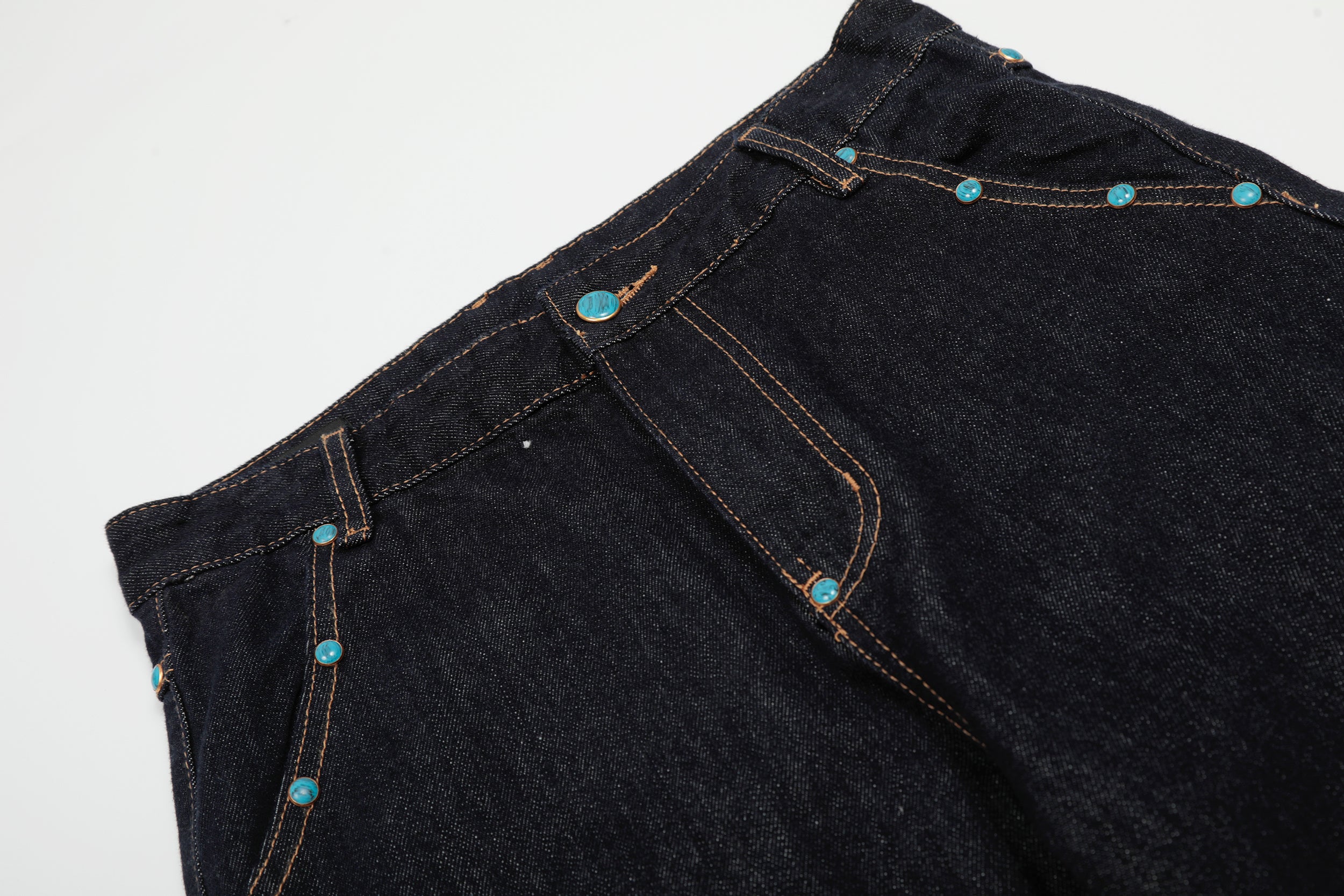 Omirad Studded Dark-Wash Wide-Leg Jeans | SEAKOFF