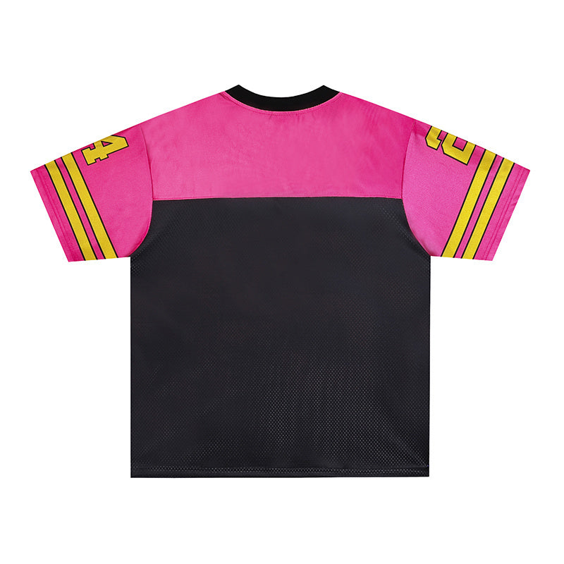 Neon Flame Football Jersey | Pink Black Street Athletic Tee