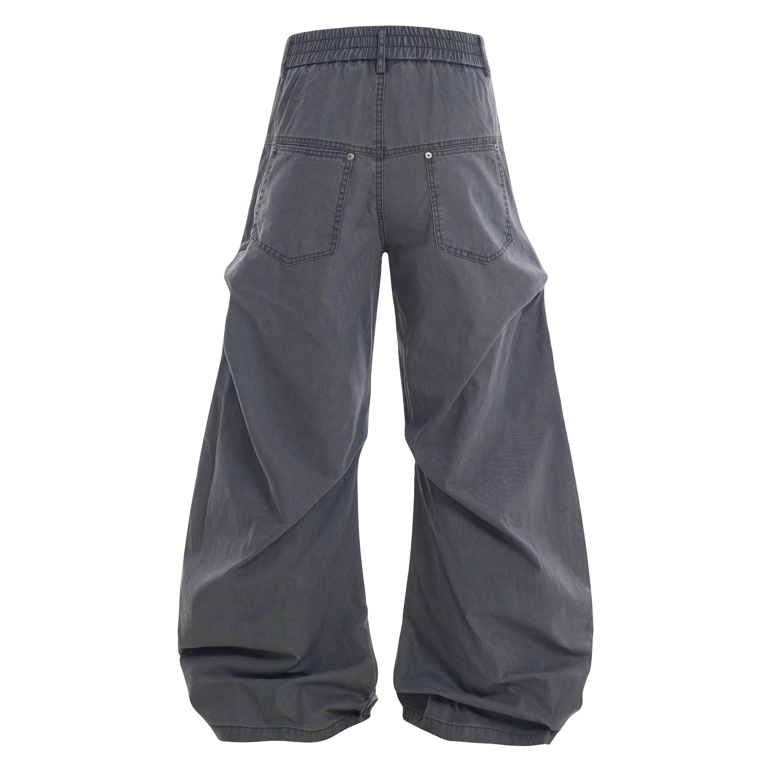 Curved Seam Washed Wide-Leg Pants | Oversized Street Style