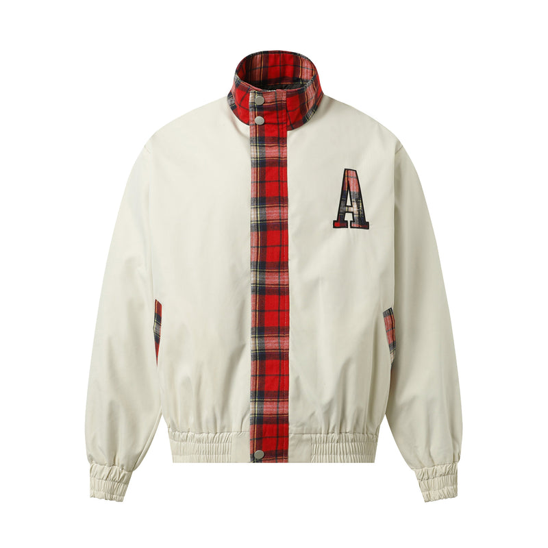 Ares Plaid Panel Bomber Jacket | Streetwear Contrast Design