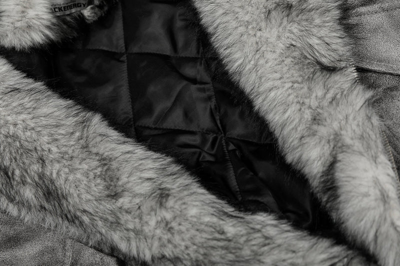 Washed Faux-Fur Hooded Bomber Jacket | Streetwear Winter Coat