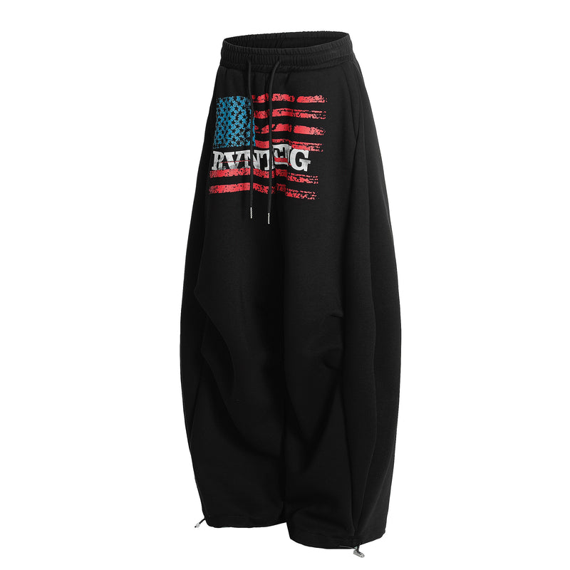 Distressed Flag Graphic Stacked Sweatpants | Oversized Streetwear