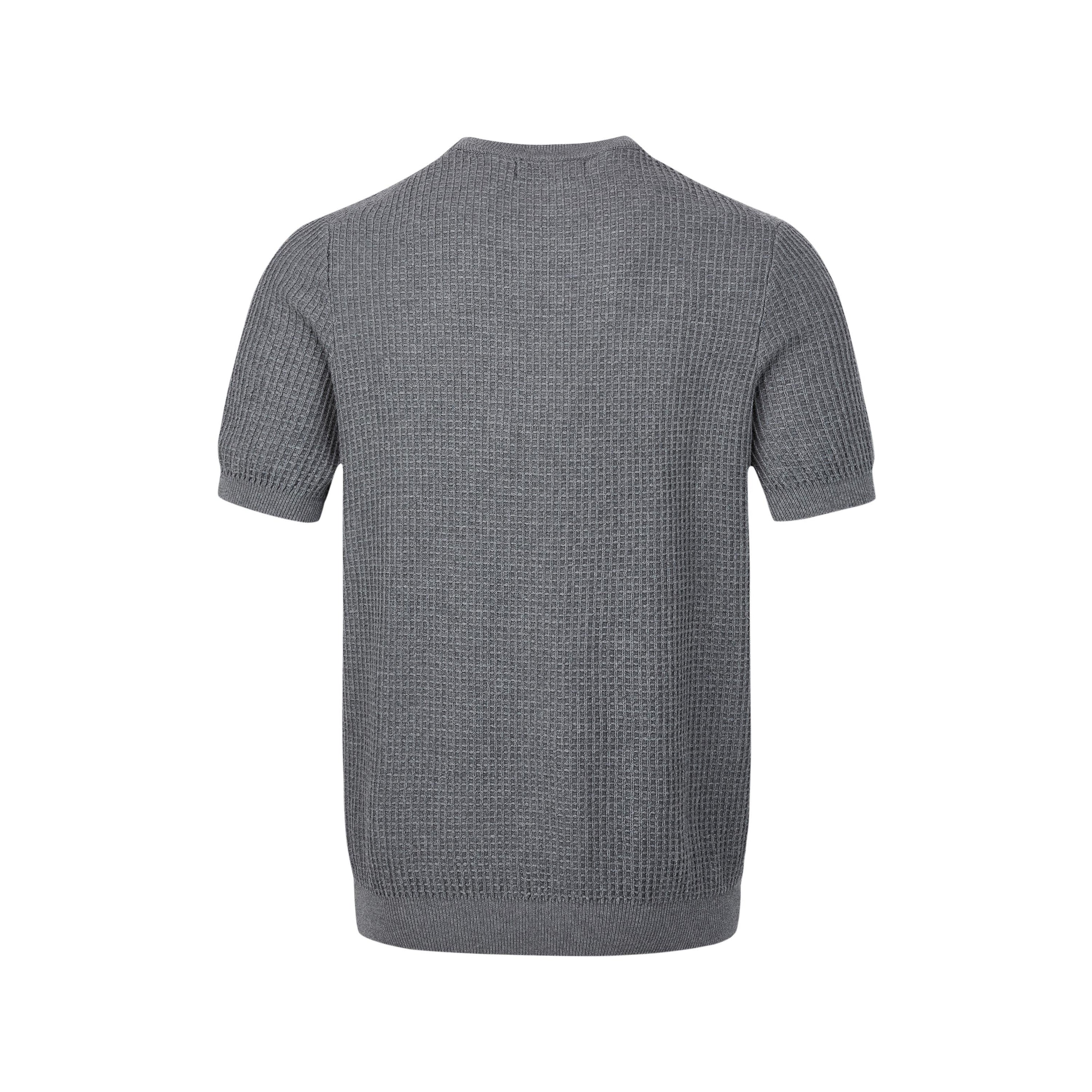 Waffle Knit Short-Sleeve Sweater | Relaxed Fit Cotton Blend