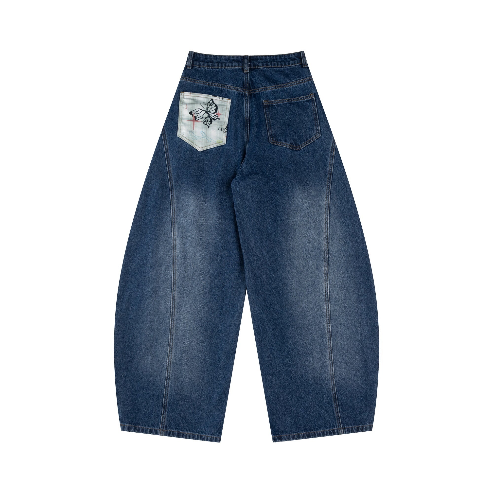 Bunny Graphic Ribbon Bow Curved Wide-Leg Jeans | Omirad