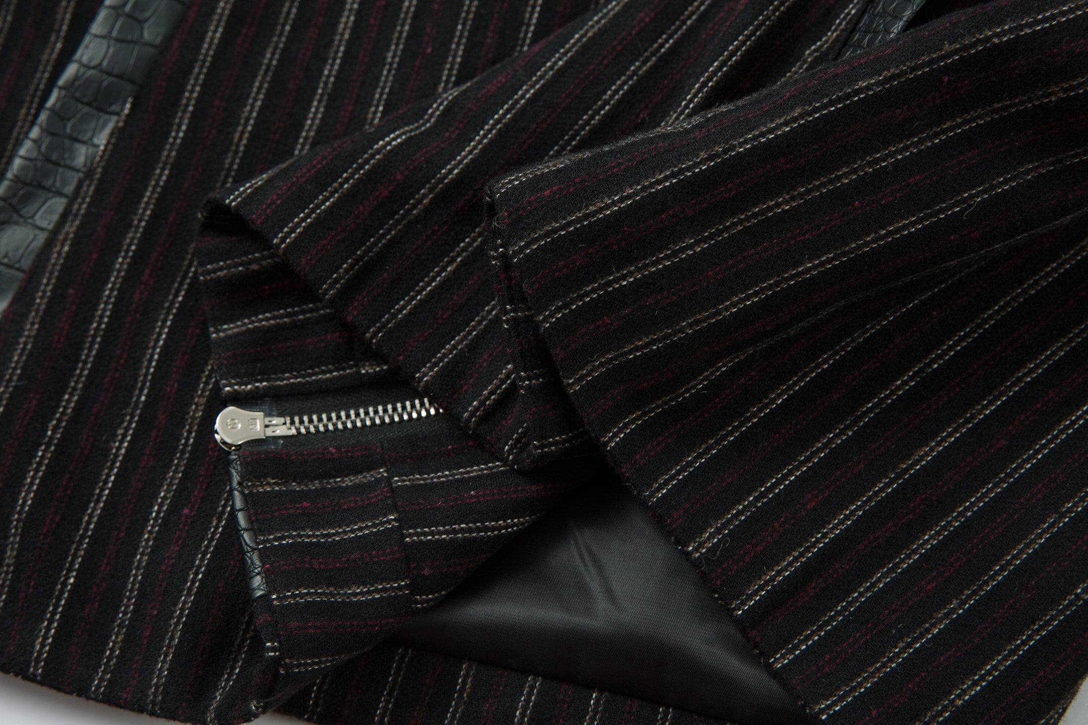 Omirad Striped Faux-Leather Trim Jacket | Streetwear