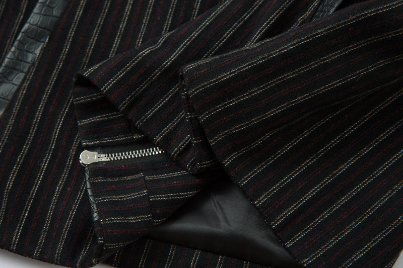Omirad Striped Faux-Leather Trim Jacket | Streetwear