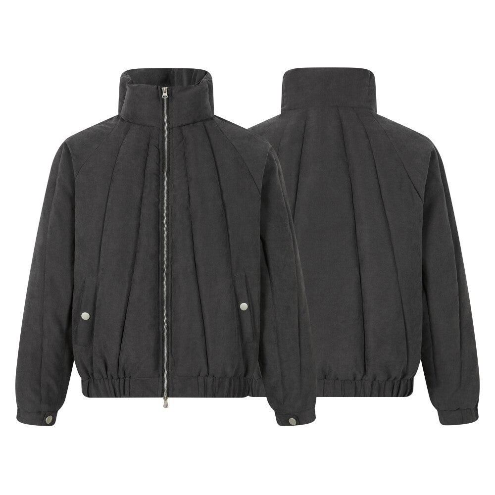 Panel Quilted High-Neck Bomber Jacket | Streetwear Puffer