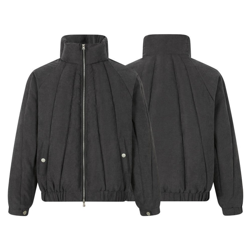Panel Quilted High-Neck Bomber Jacket | Streetwear Puffer