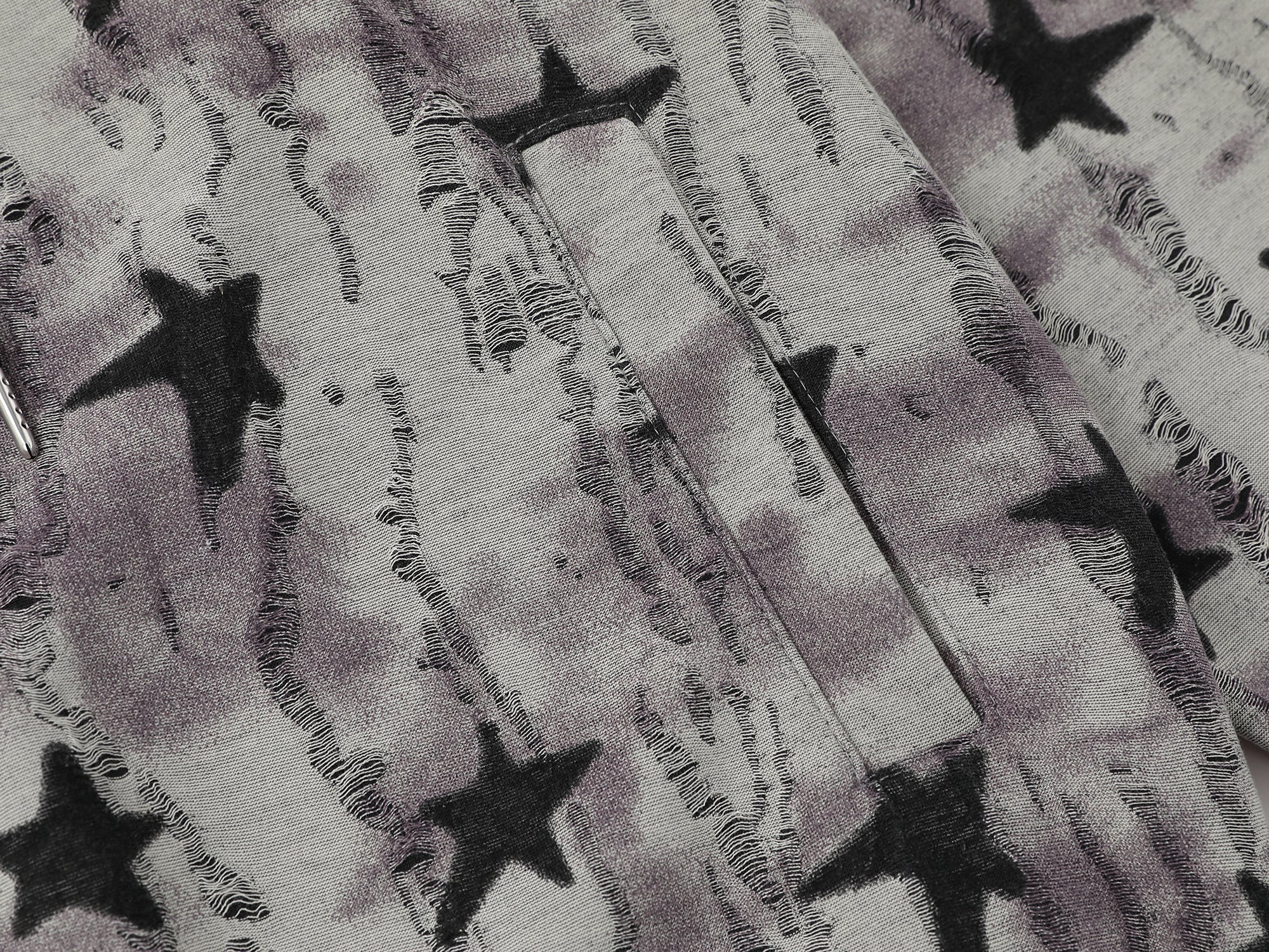 Omirad All-Over Star Print Washed Zip Hoodie | Streetwear