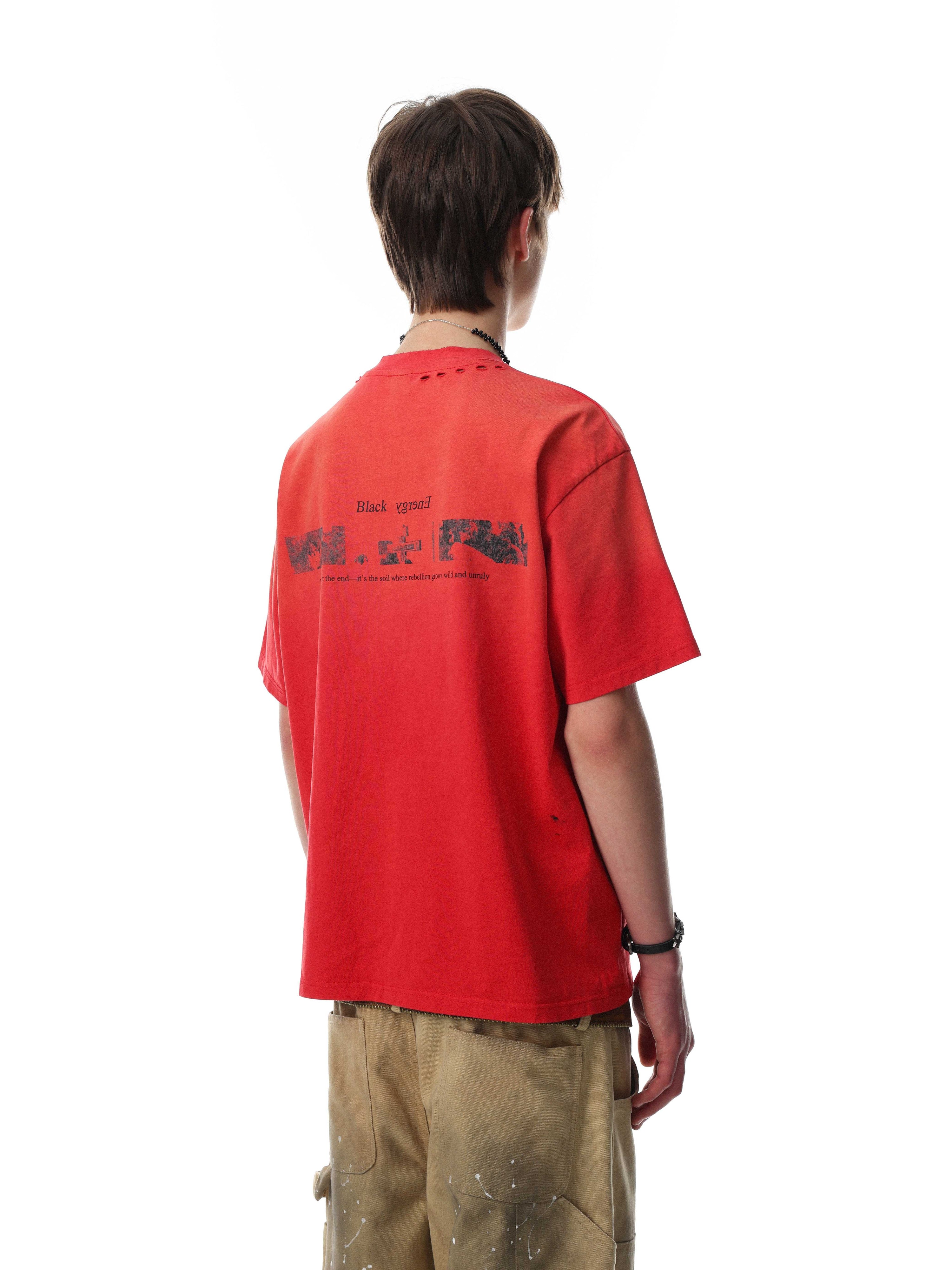 Omirad Vintage Distressed Red Graphic Tee | Streetwear