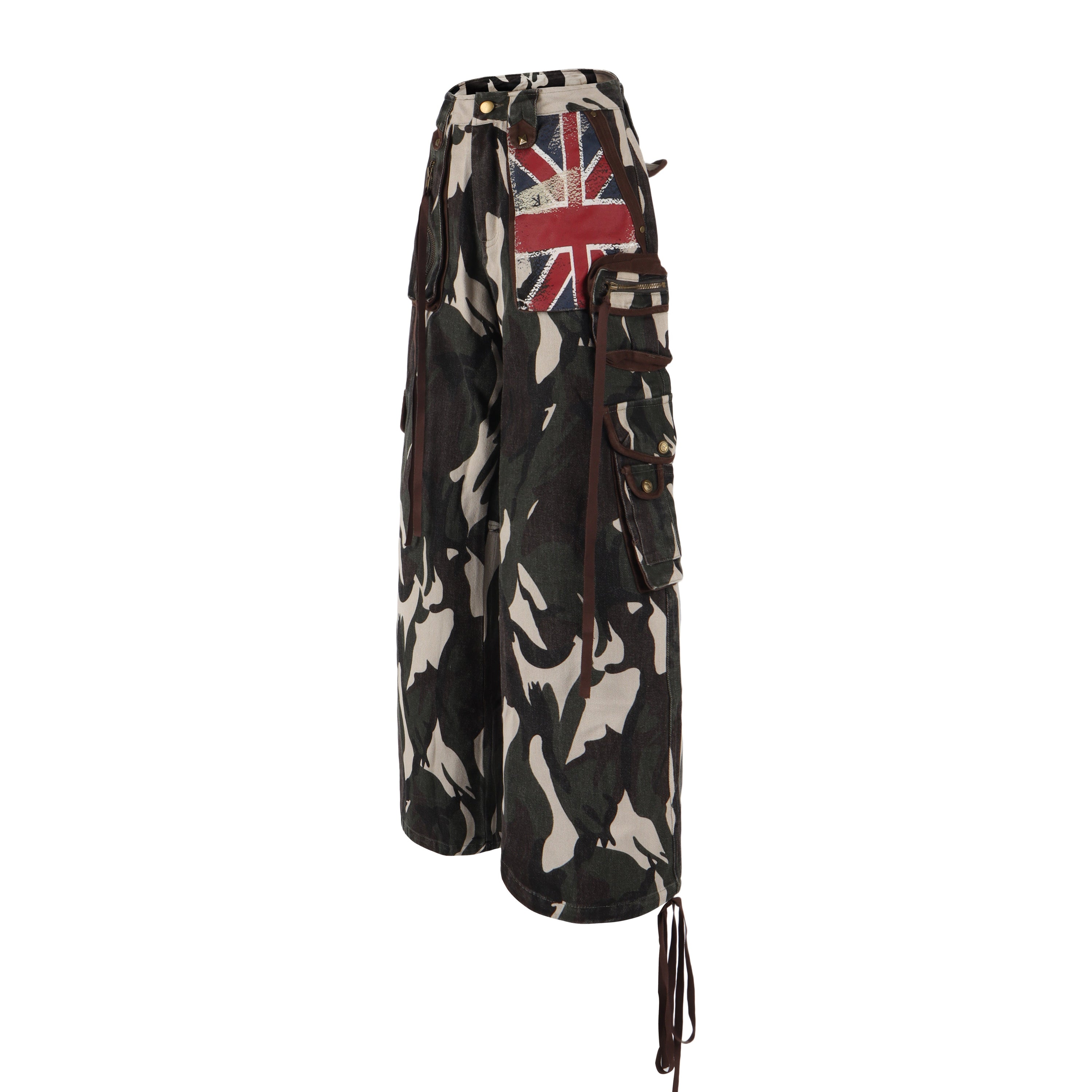 Omirad Camo Union Jack Cargo Pants | Wide-Leg Utility