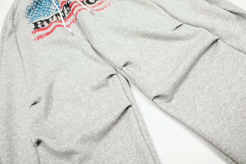 Distressed Flag Graphic Stacked Sweatpants | Oversized Streetwear