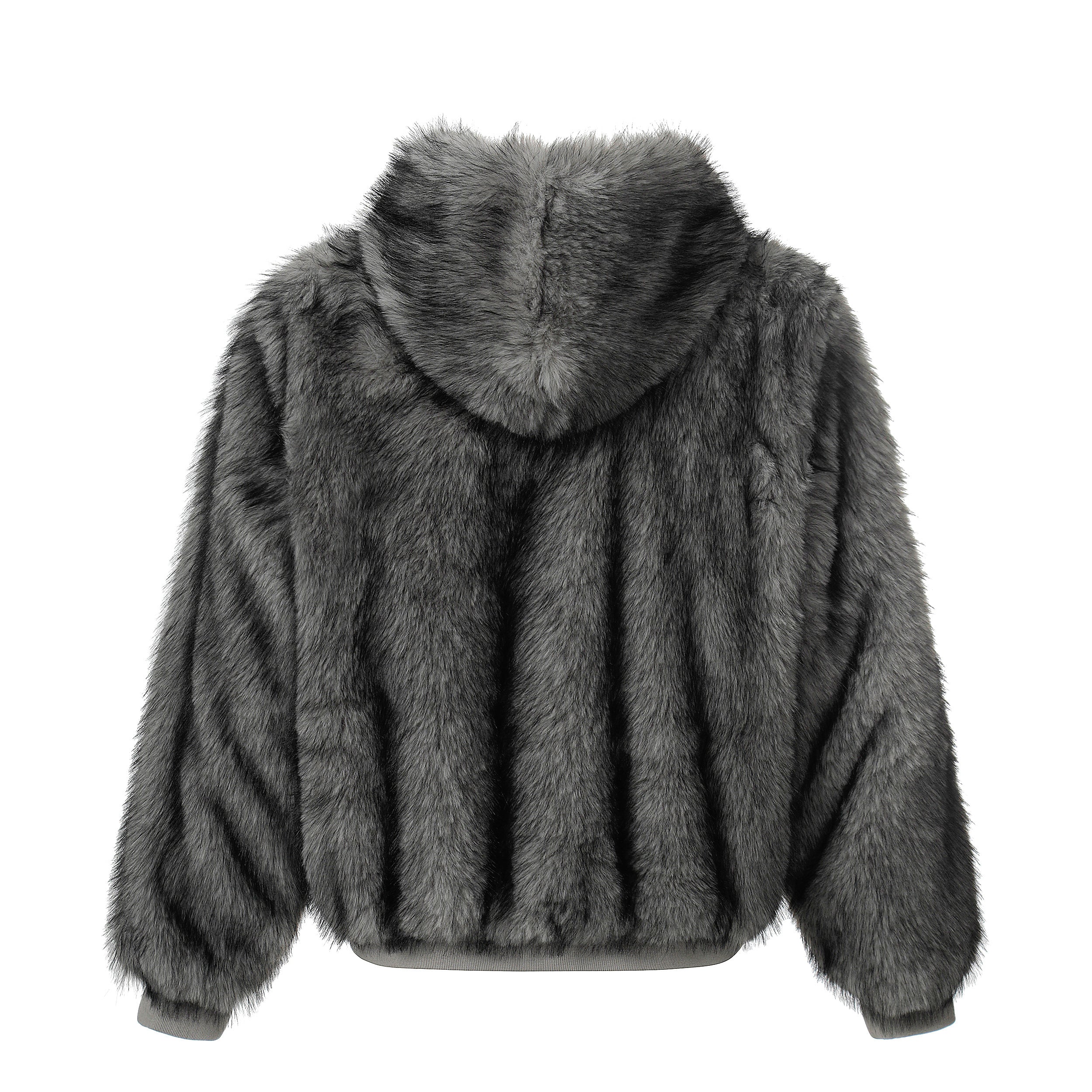Reversible Faux Fur & Suede Hooded Bomber Jacket