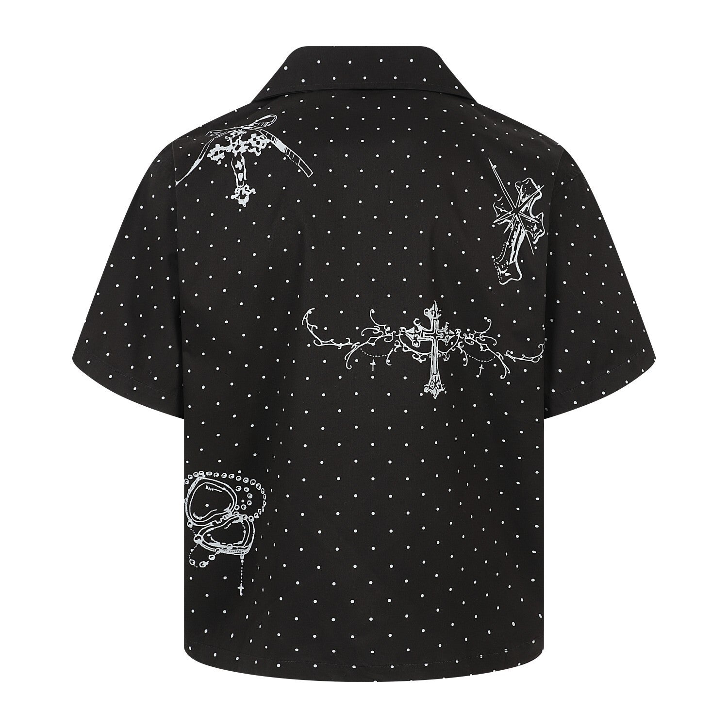 Polka Dot Cross Graphic Camp Collar Shirt | Streetwear