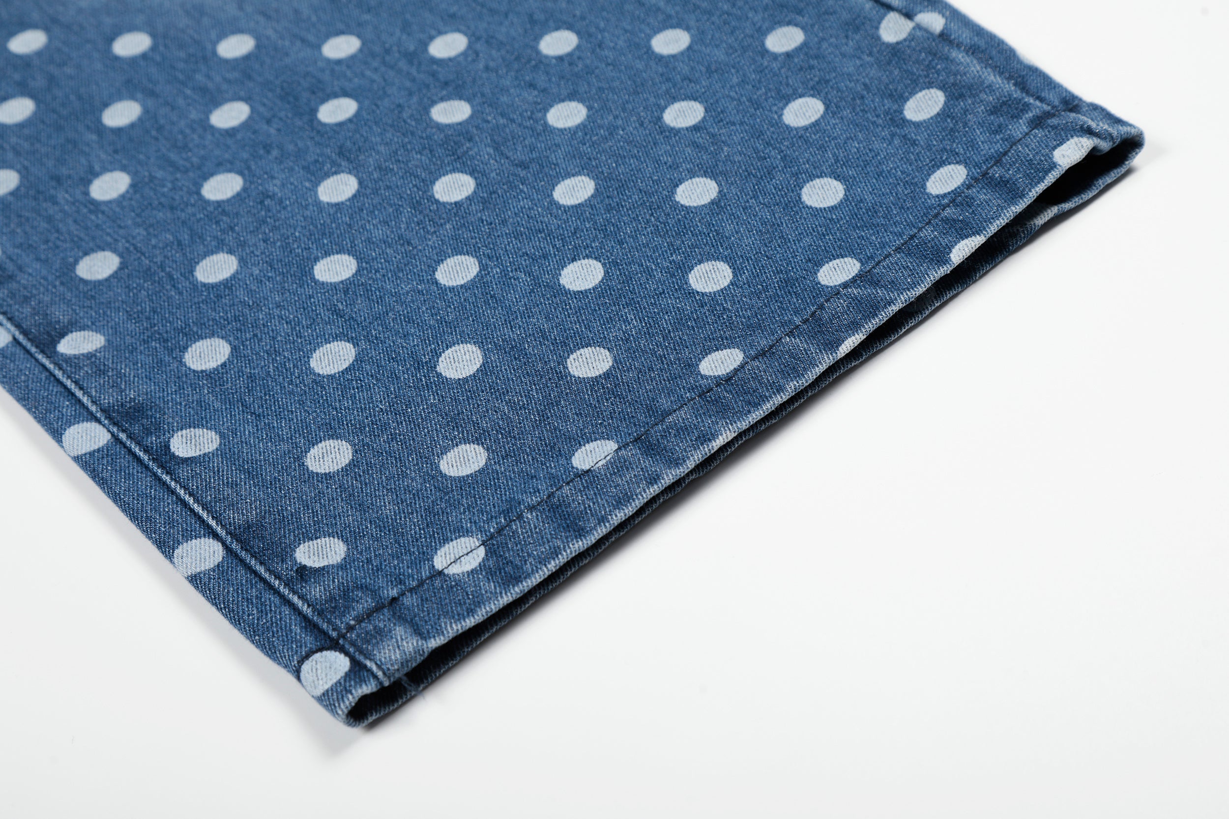 Polka Dot Wide-Leg Washed Denim Jeans | Retro Streetwear
