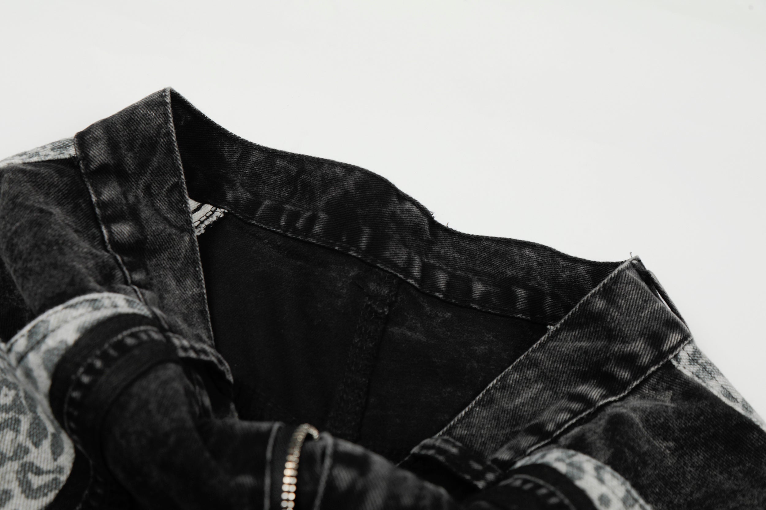 Leopard Panel Wide-Leg Denim Pants | Streetwear Jeans