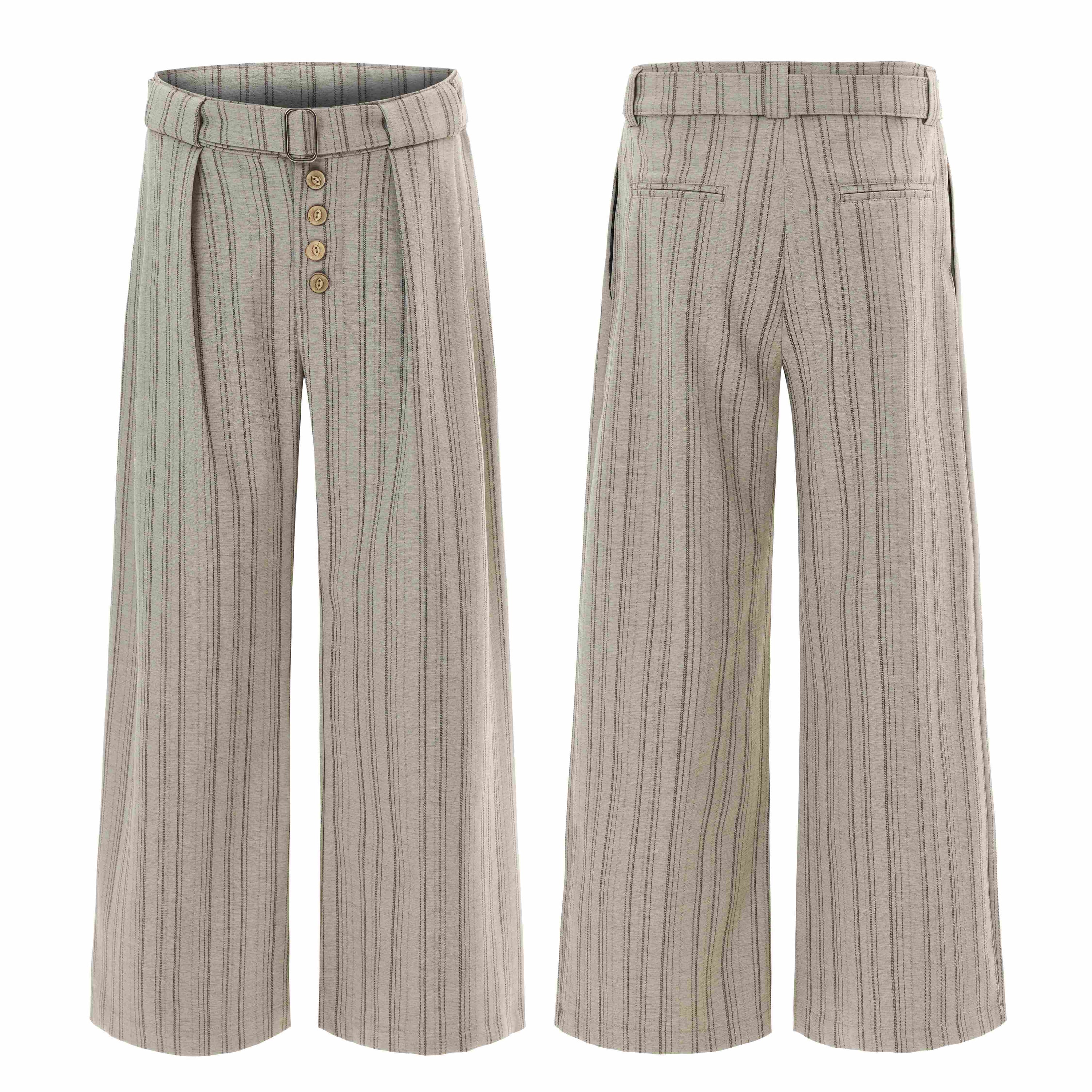 Deconstructed Pinstripe Wide-Leg Trousers | Vintage Tailored