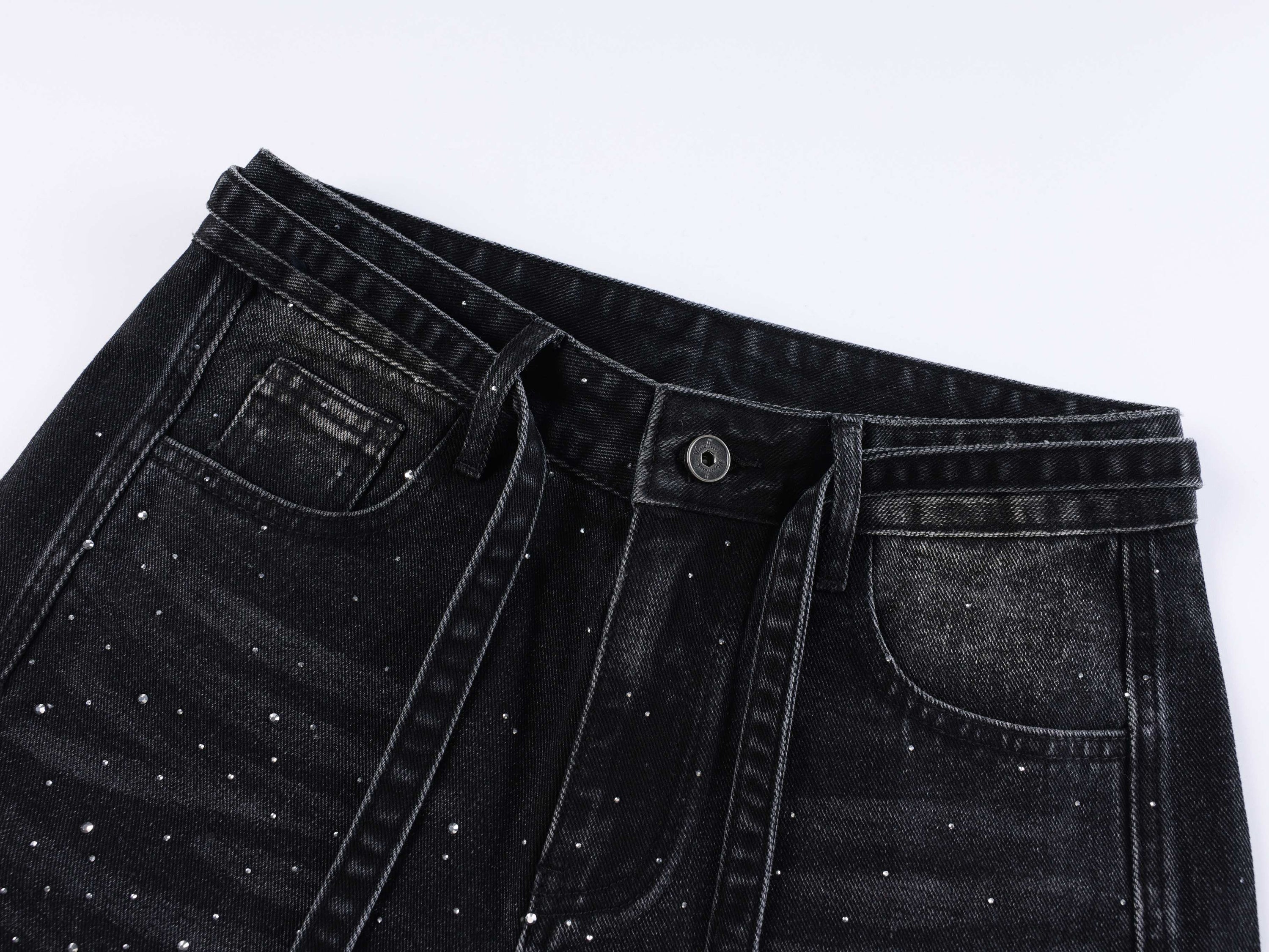 Omirad Starlight Dust Wide-Leg Baggy Jeans | Rhinestone Denim