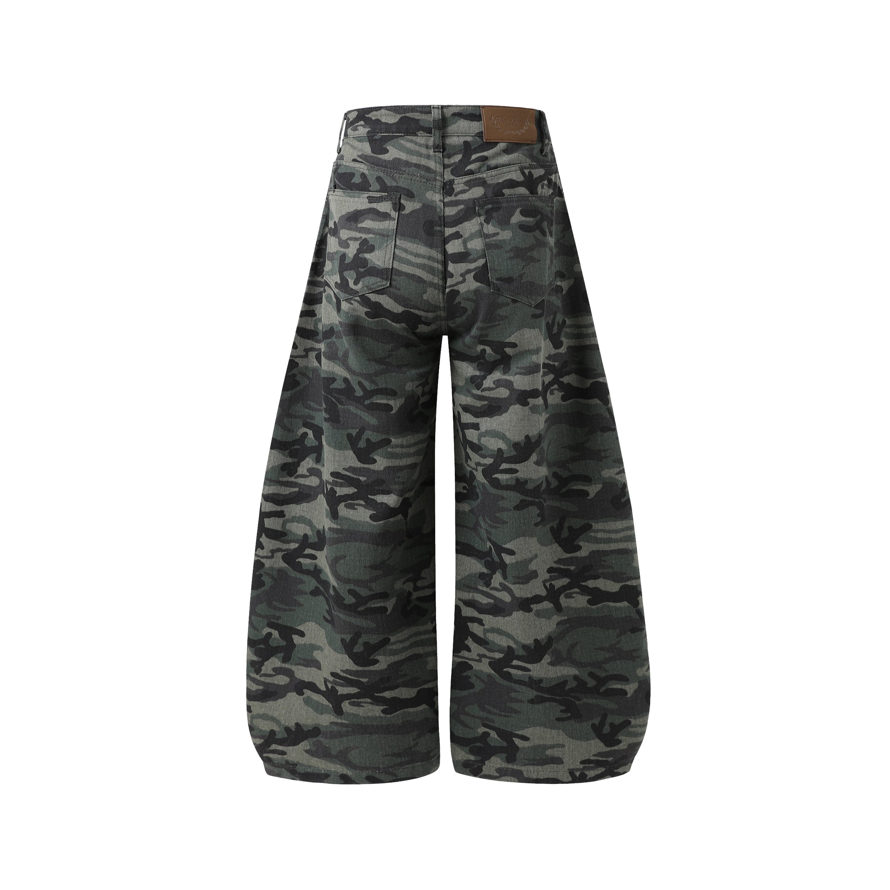 Omirad Camouflage Wide-Leg Jeans | Oversized Streetwear Denim