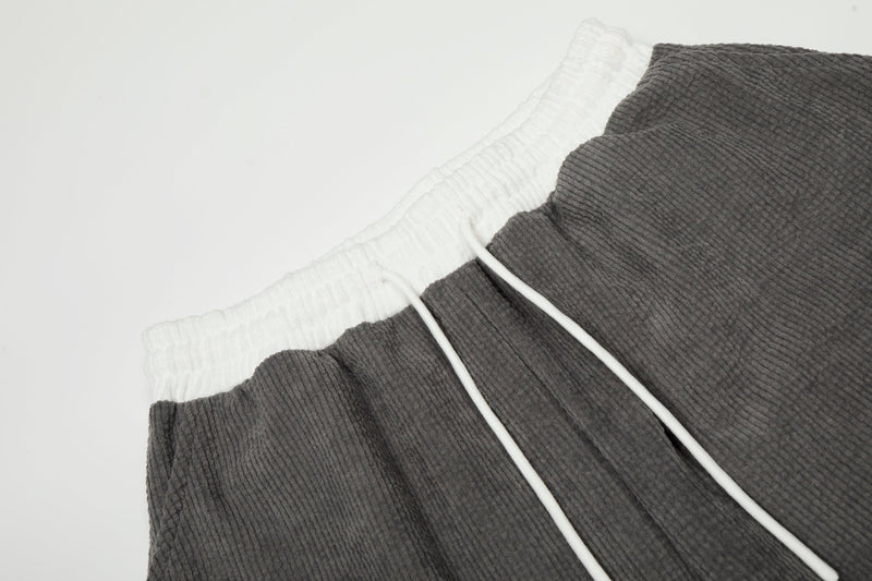 Corduroy Paw Embroidered Barrel-Leg Pants | Streetwear