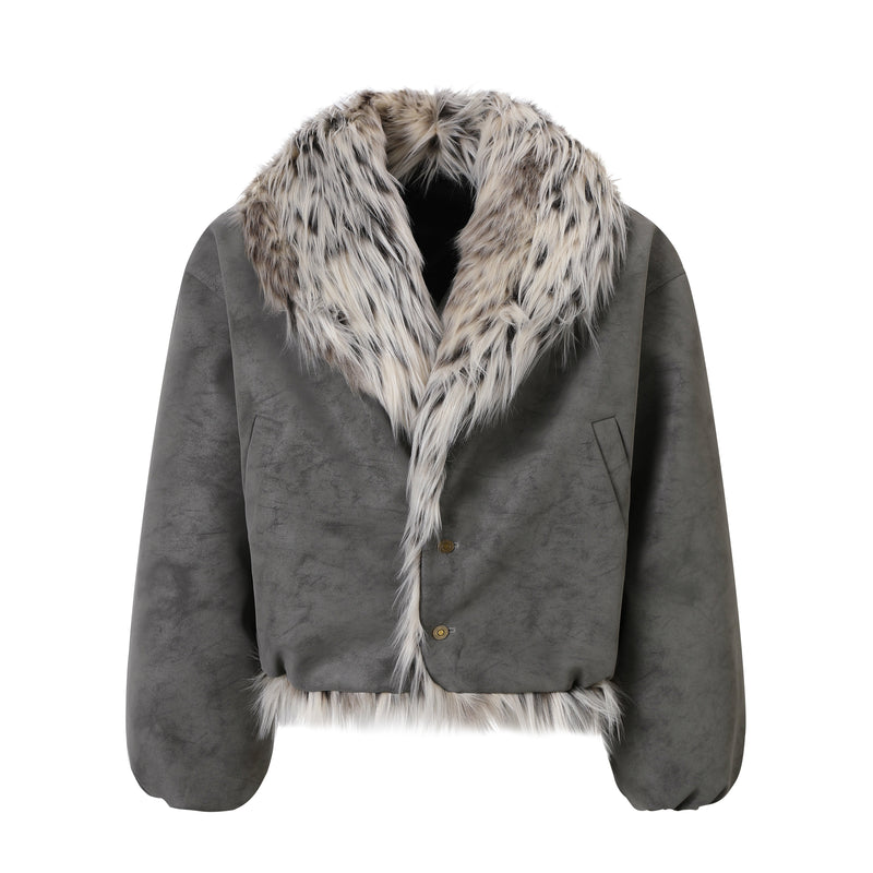 Faux-Fur Collar Suede Winter Jacket | Oversized Streetwear
