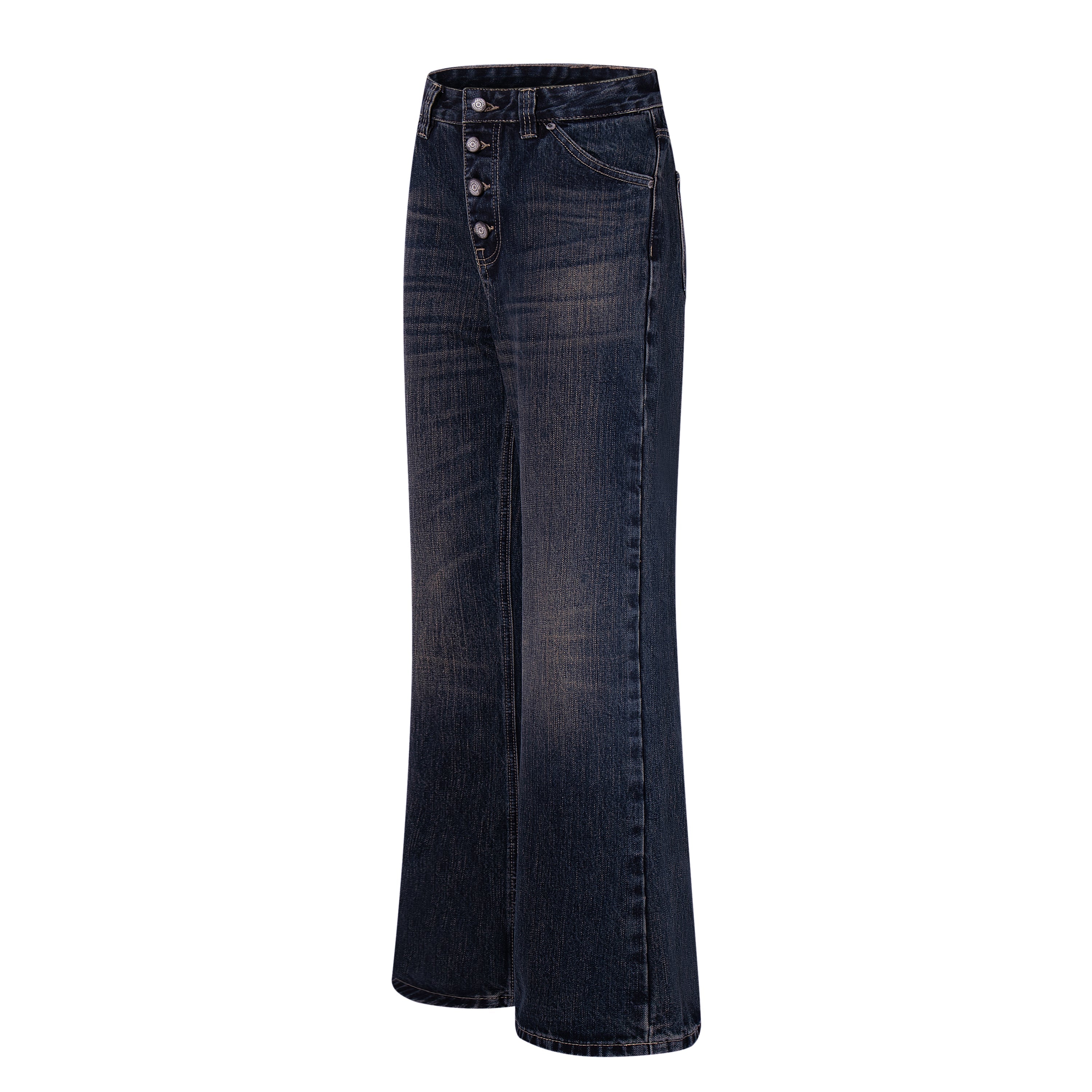 Omirad Vintage Button-Fly Wide-Leg Jeans | Dark Wash Denim