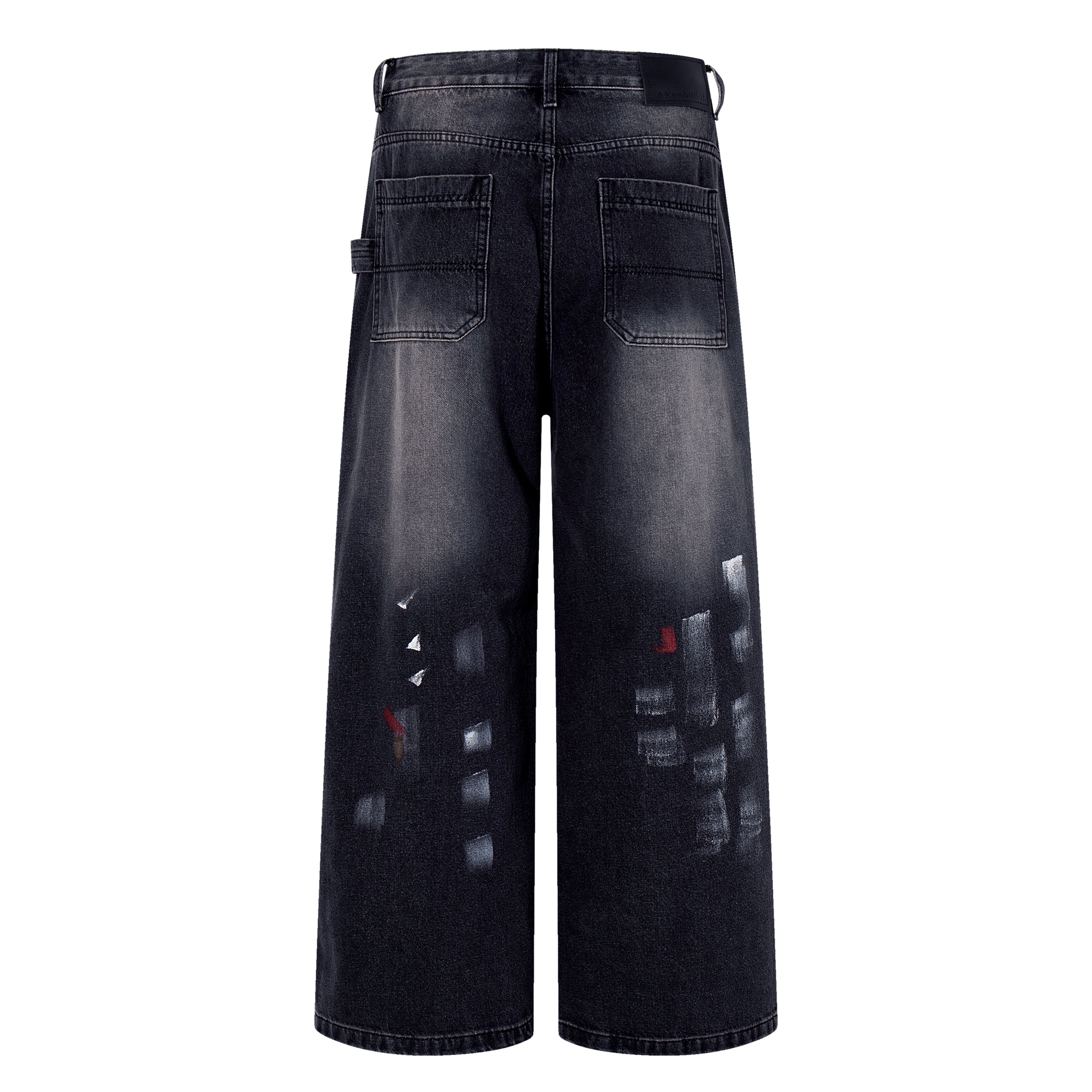 Omirad Brushstroke Fade Wide-Leg Jeans | Dark Wash Denim