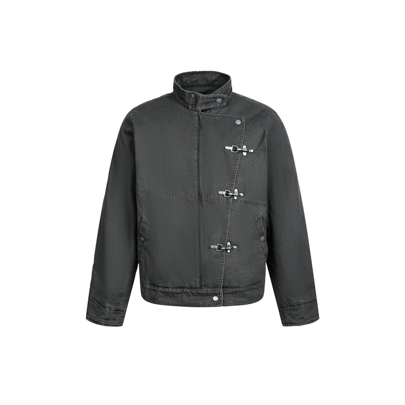Metal Clasp Utility Jacket | Military-Inspired Cotton Jacket
