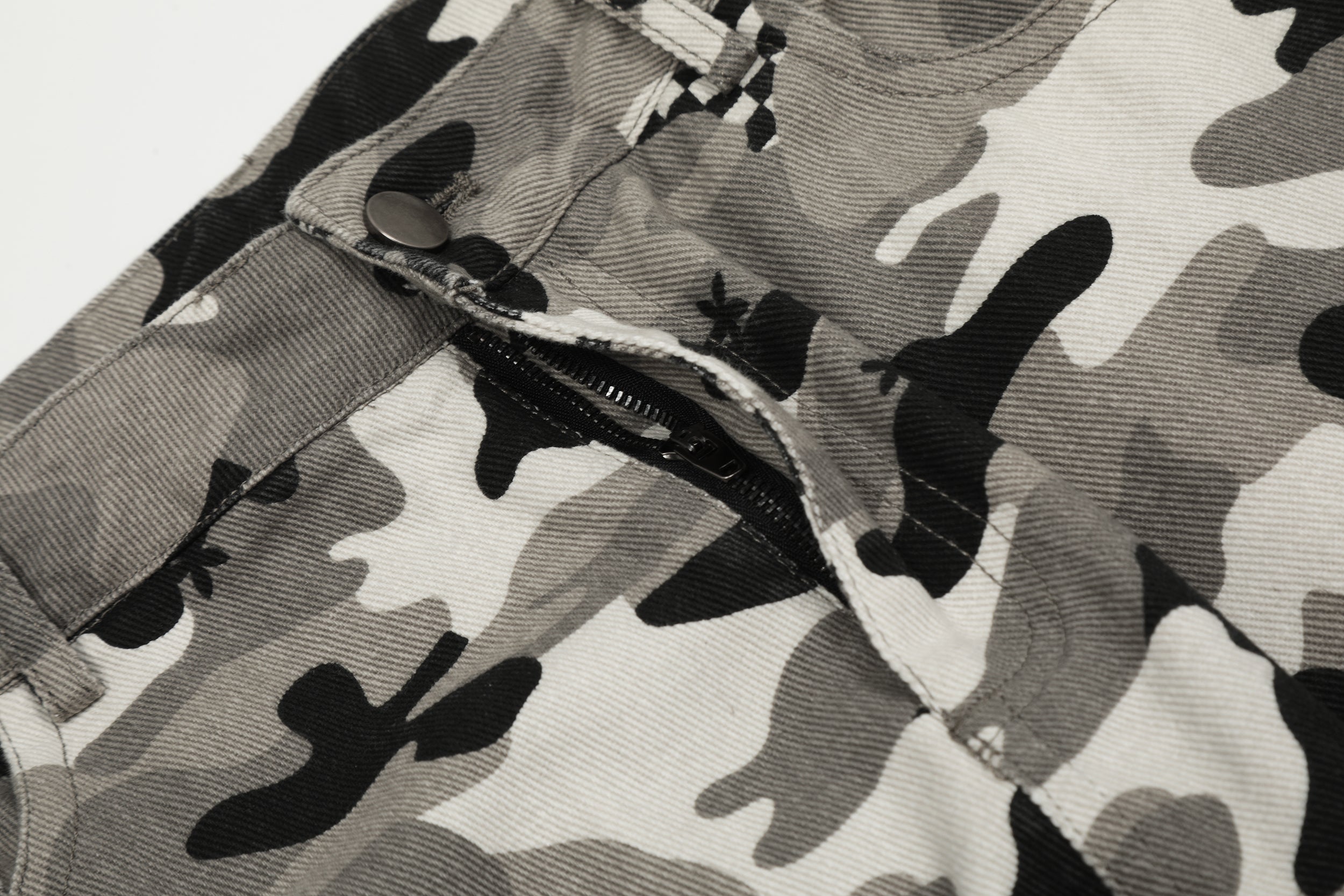 Grey Camo Cargo Pants with Checkerboard Patches | SEAKOFF
