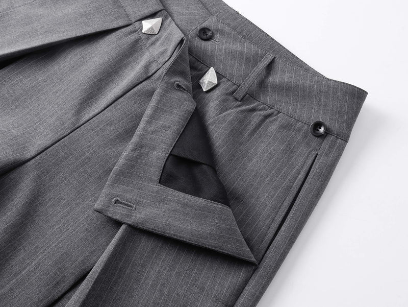 Pinstripe Wrap Wide-Leg Trousers | Avant-Garde Tailored Pants