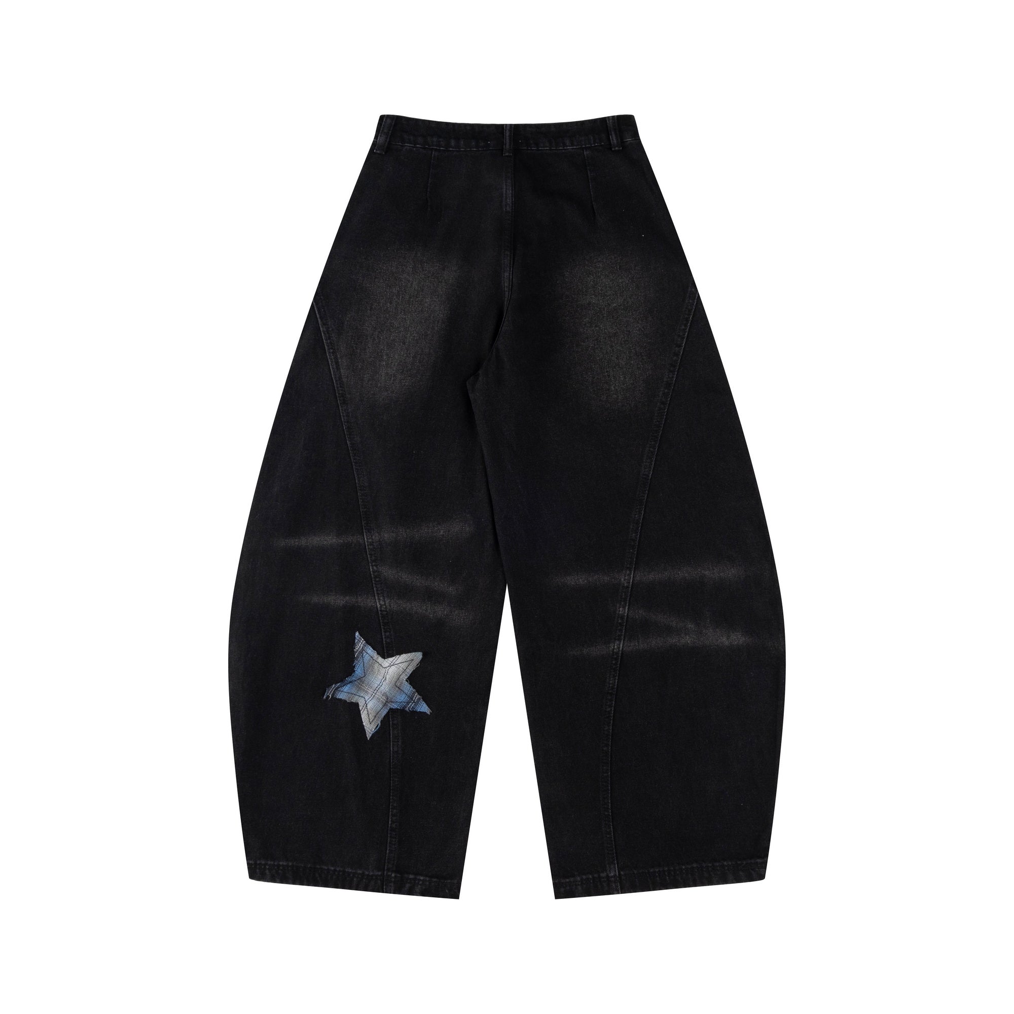 Star Patch Wide-Leg Jeans | Oversized Streetwear Denim