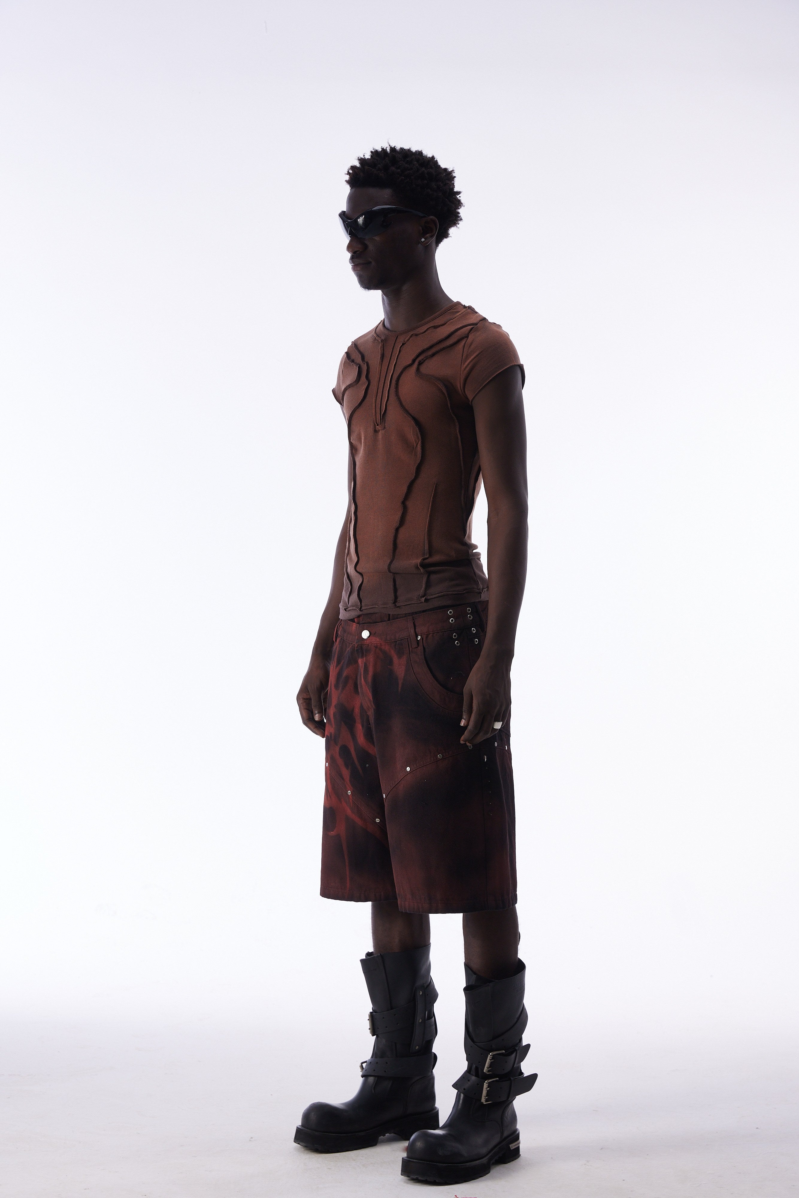 Omirad Raw Seam Sculpted Panel Cotton Tee | Avant-Garde Streetwear