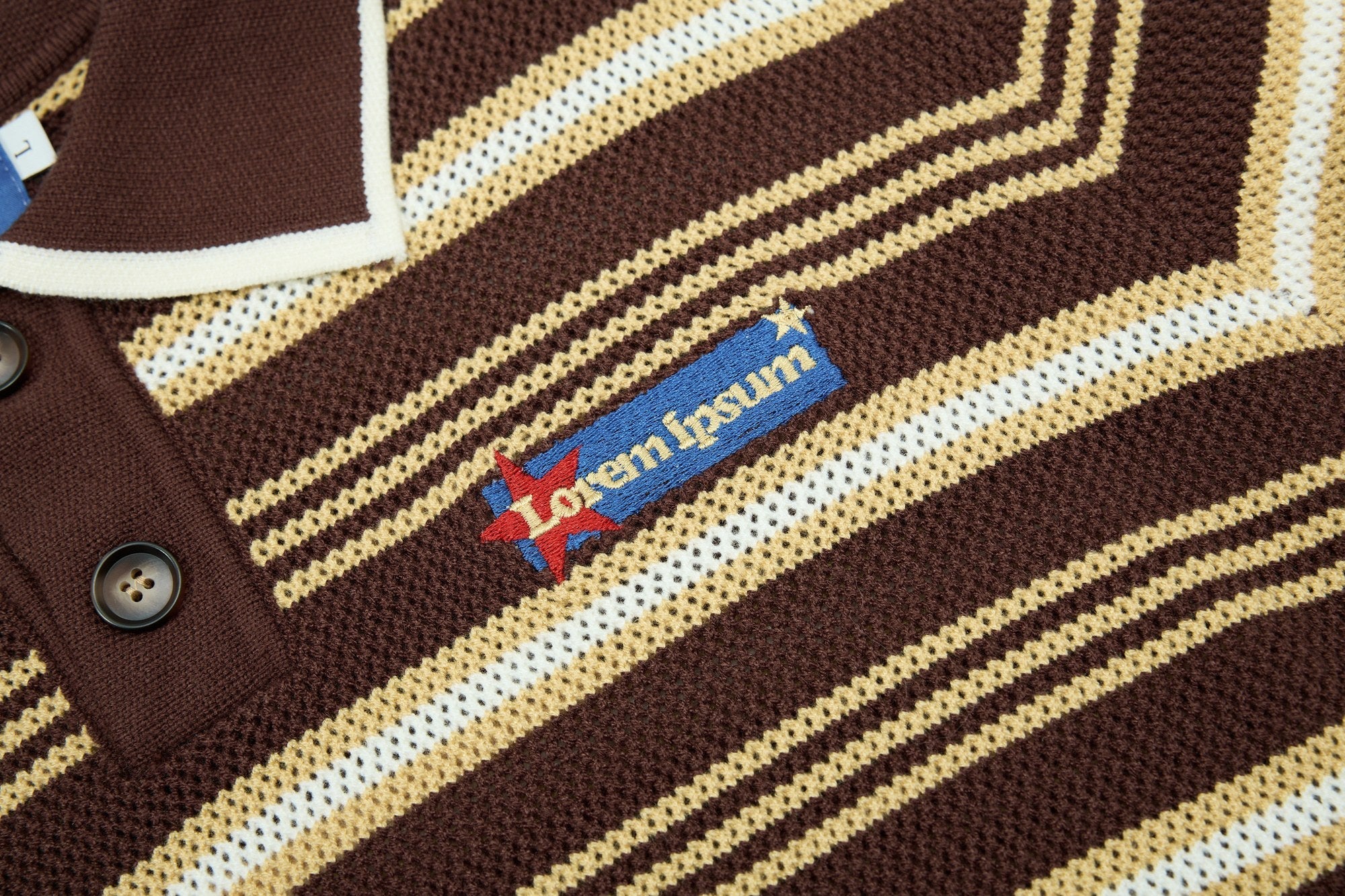 Omirad Retro Stripe Knit Polo | Vintage Collegiate Cotton Polo