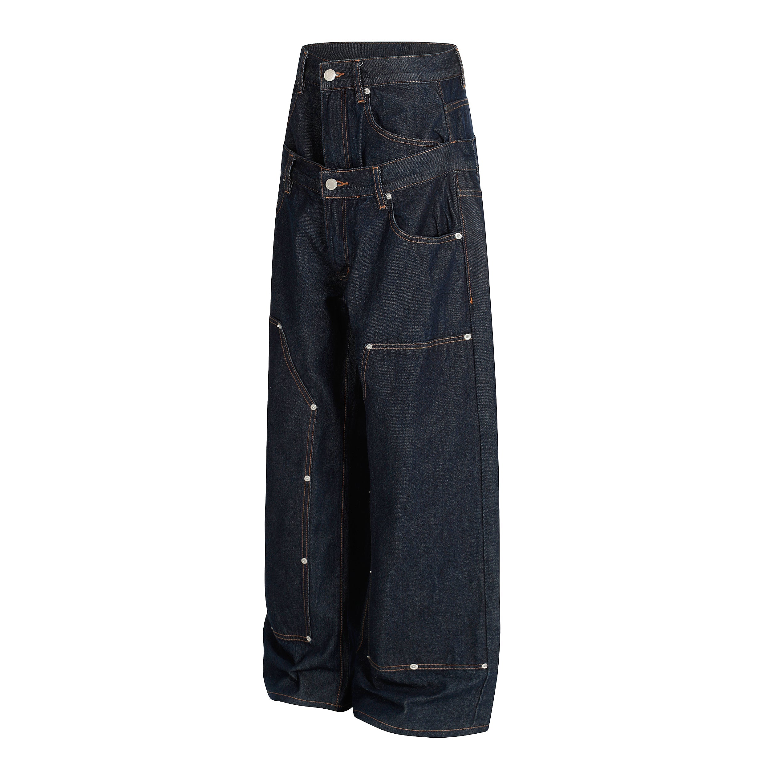 Omirad Double-Waist Wide-Leg Workwear Jeans | Deep Indigo